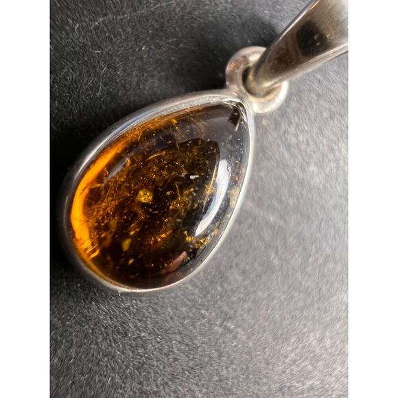 NEW Dravite orange tourmaline sterling silver teardrop pendant 1.49 grams - Picture 9 of 16